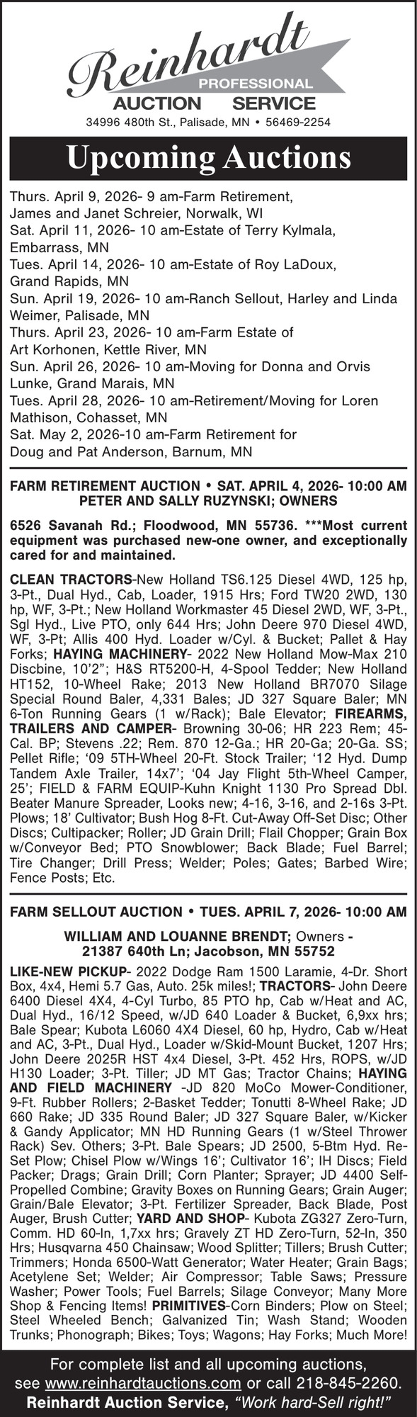 Reinhardt Auction Service