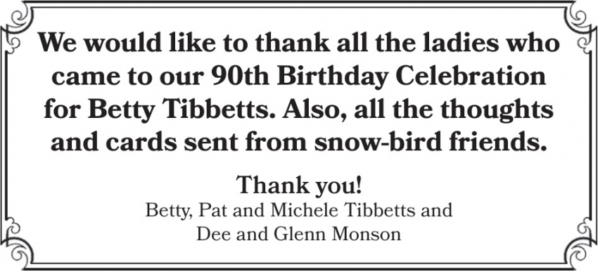 Betty Tibbetts, Pat & Michele Tibbetts and Dee & Glenn Monson