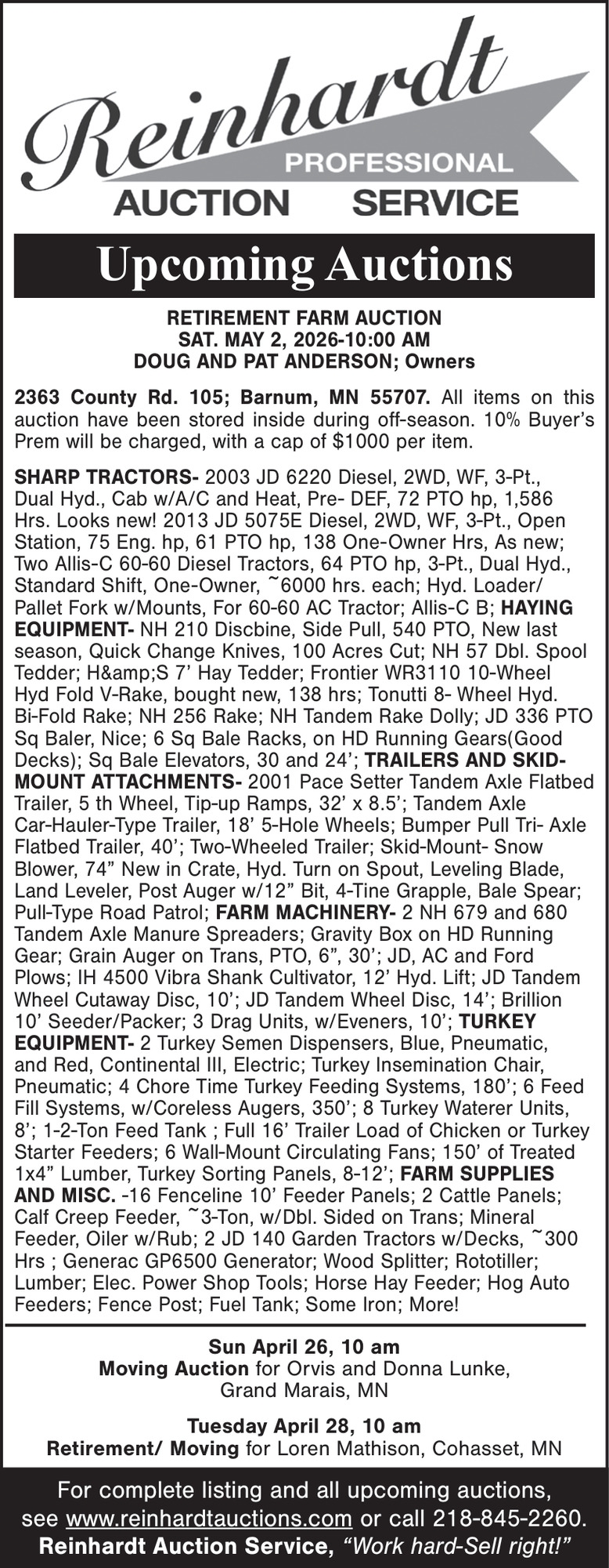 Reinhardt Auction Service