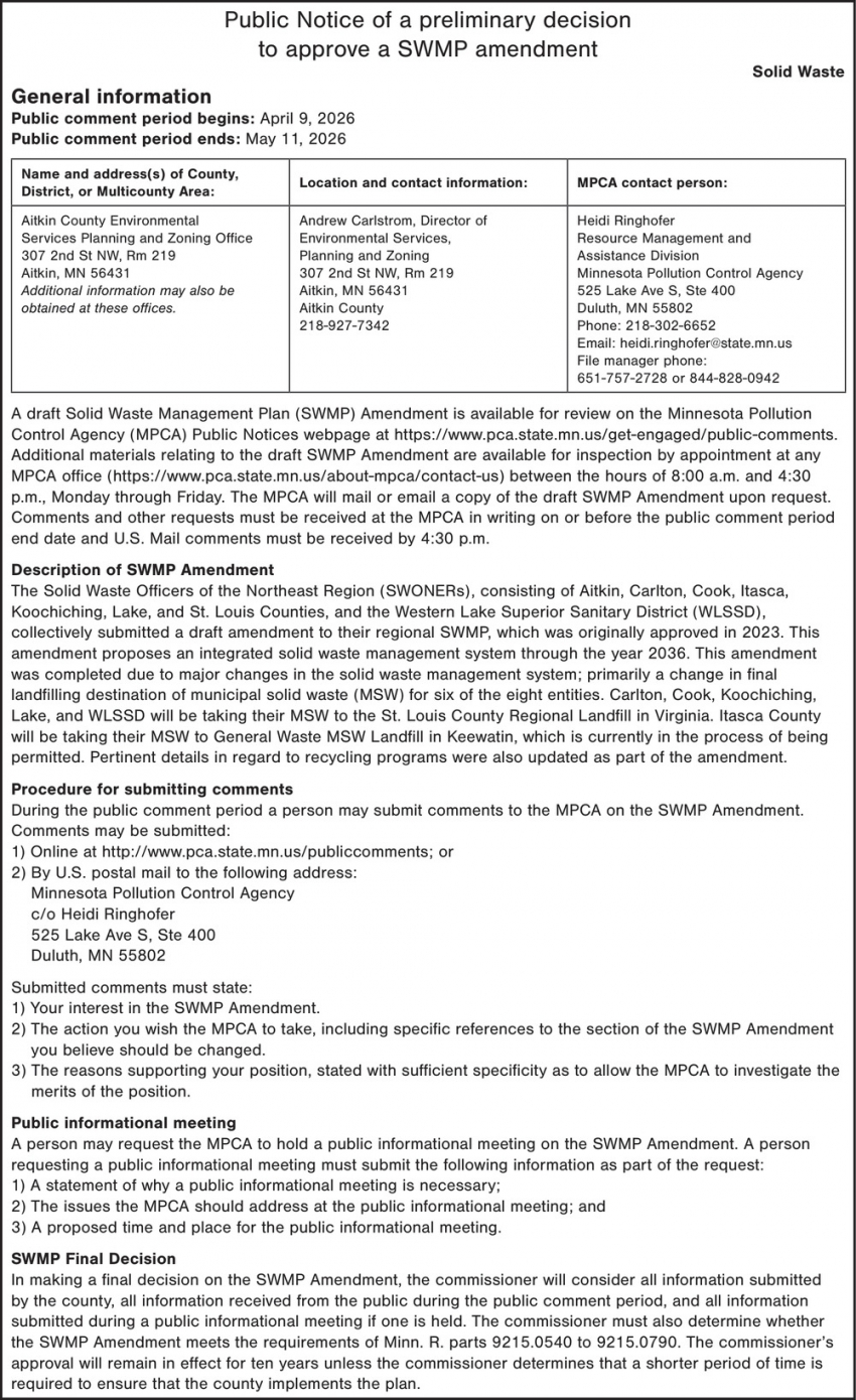Aitkin County Environmental Services Planning and Zoning Office