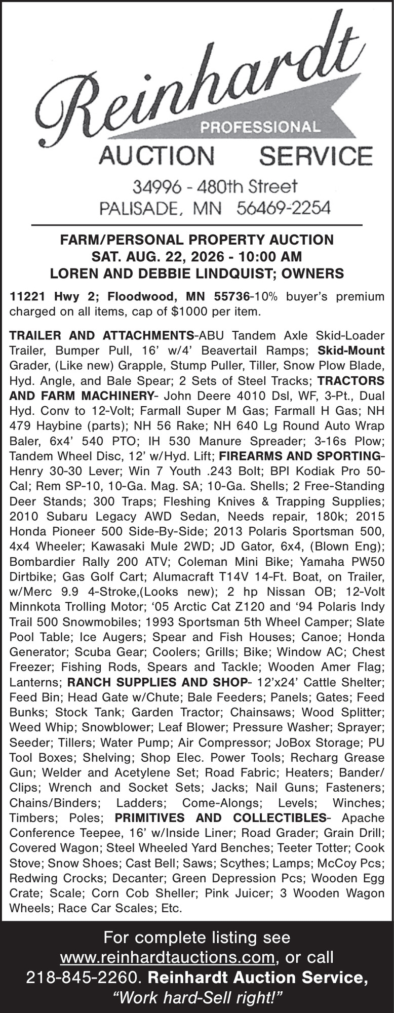Reinhardt Auction Service