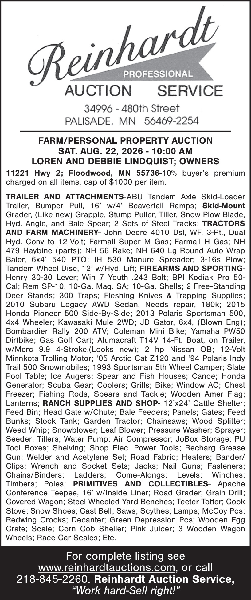 Reinhardt Auction Service