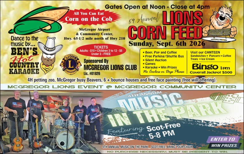 59th Annual Lions Corn Feed - September 6, 2026