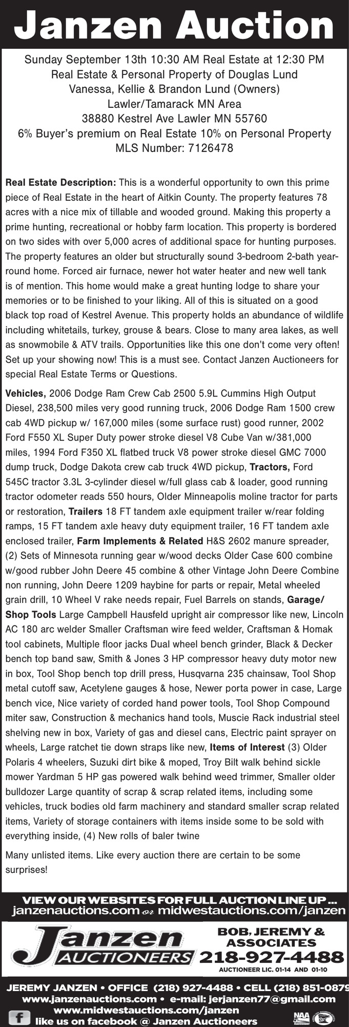 Janzen Auctioneers