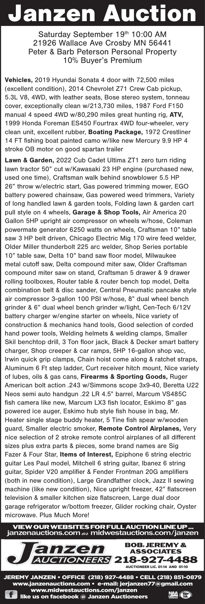 Janzen Auctioneers