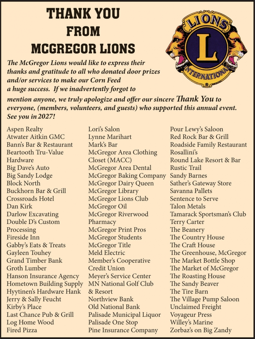 The McGregor Lions