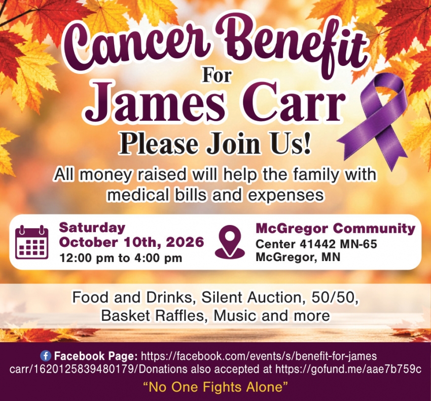 Cancer Benefit for James Carr - Oct. 10, 2026