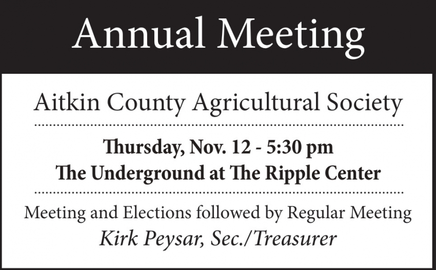 Aitkin County Agricultural Society - Annual Meeting