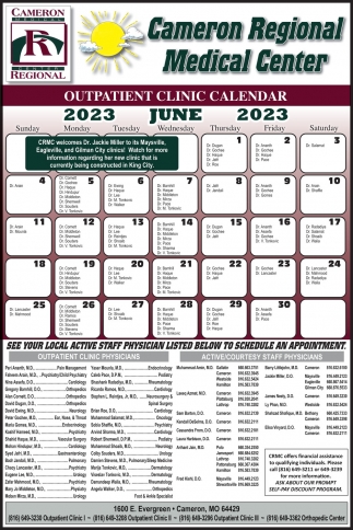 Outpatient Clinic Calendar