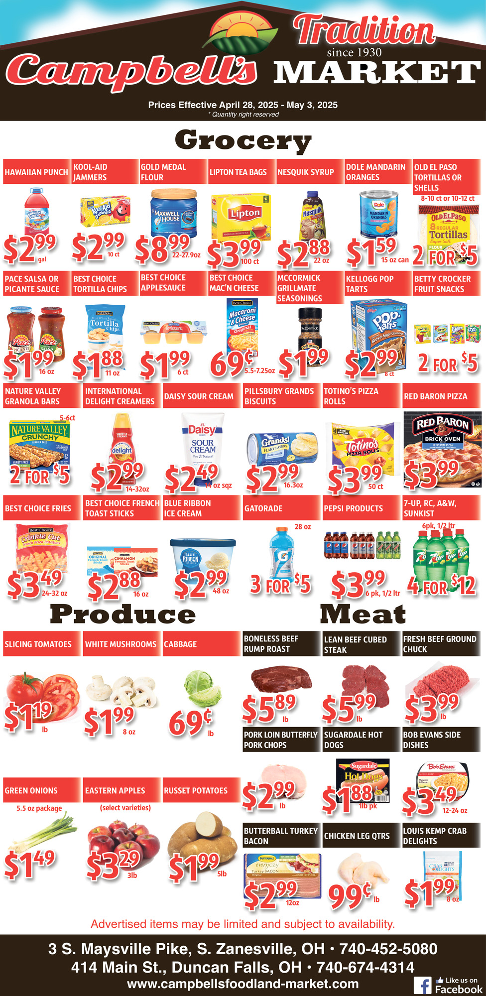 Grocery Offers, Campbell's Market, Duncan Falls, OH