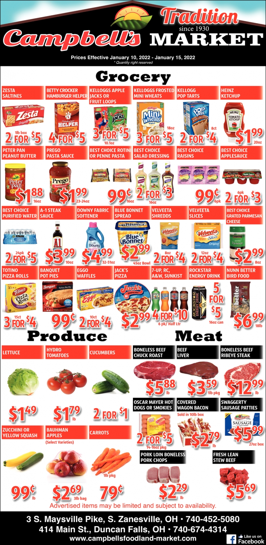 Grocery, Produce, Meat