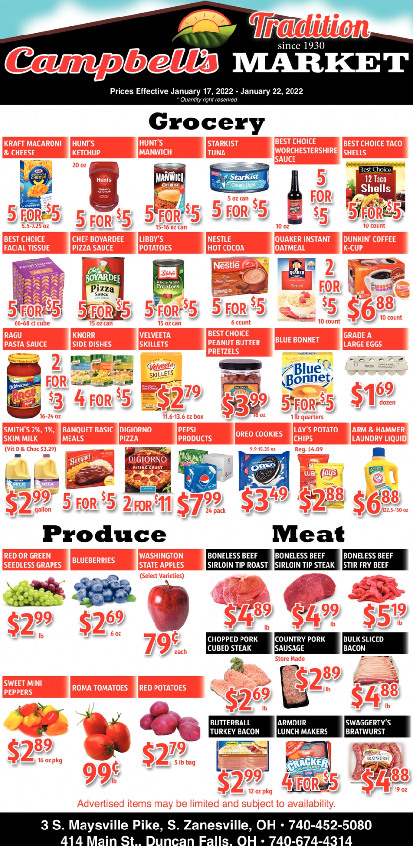 Grocery, Produce, Meat