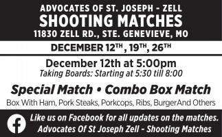 Advocates of St. Joseph - Zell Shooting Matches (December 12,19 & 26 2025)