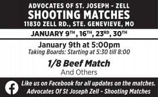 Advocates of St. Joseph - Zell Shooting Matches (January 2, 9, 16, 23 & 30, 2026)