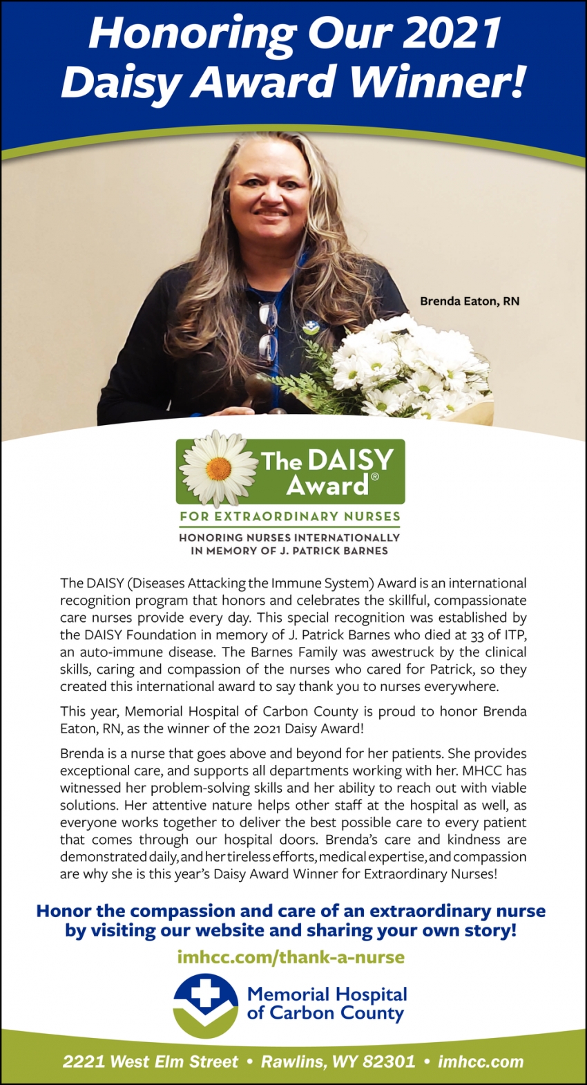 Honoring Our 2021 Daisy Award Winner!
