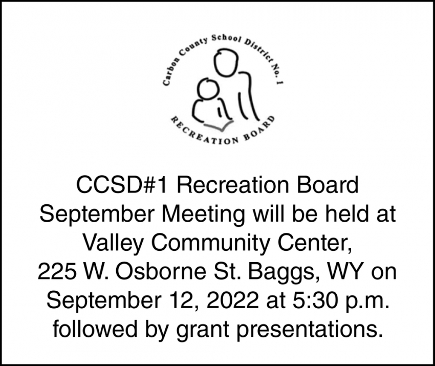 CCSD #1 Recreation Board September Meeting Will Be Held at Valley Community Center