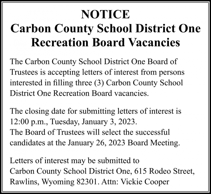 Recreation Board Vacancies