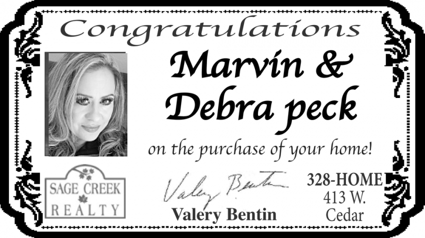 Congratulations Marvin & Debra Peck