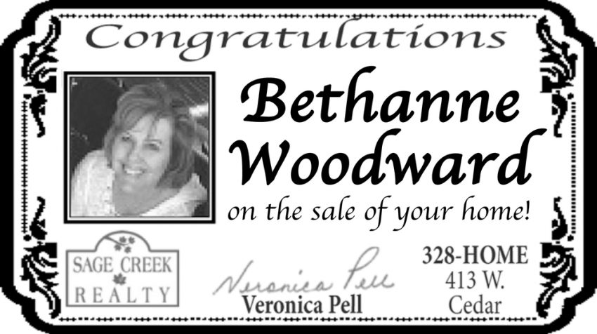 Congratulations Bethanne Woodward
