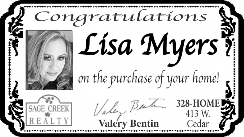 Congratulations Lisa Myers