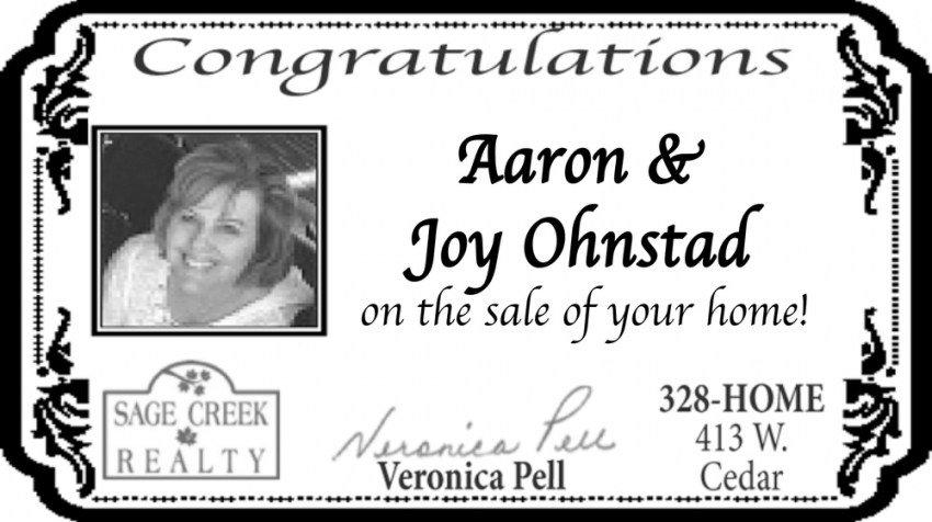 Congratulations Aaron & Joy Ohnstad