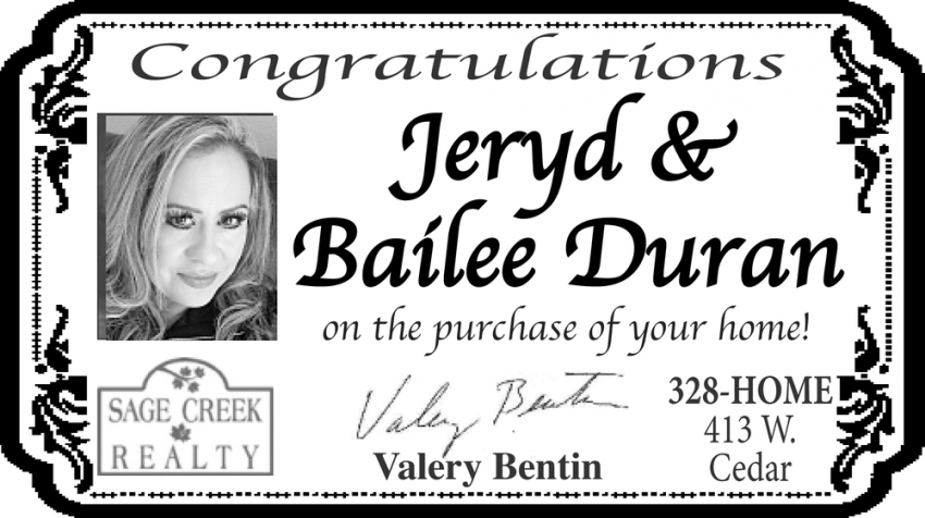 Congratulations Jeryd & Bailee Duran