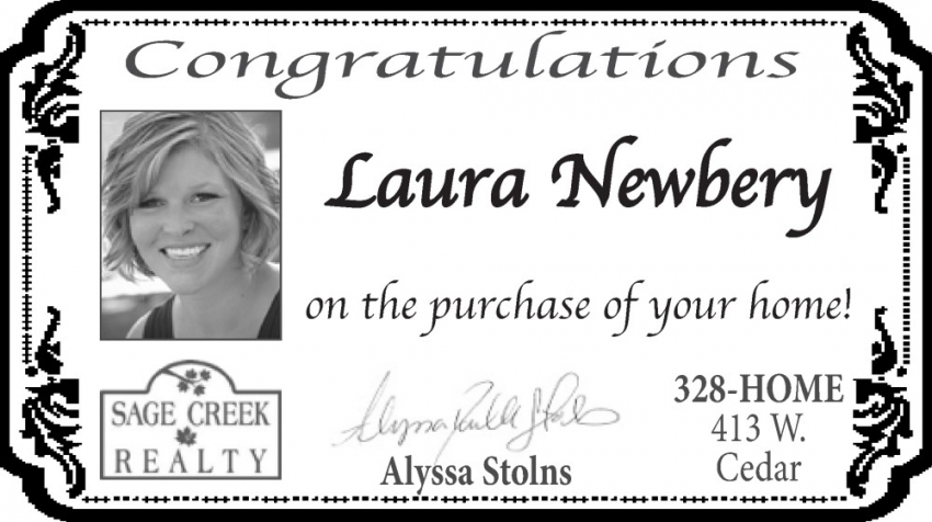 Congratulations Laura Newbery
