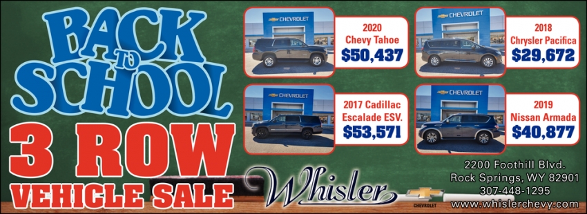 Back To School 3 Row Vehicle Sale