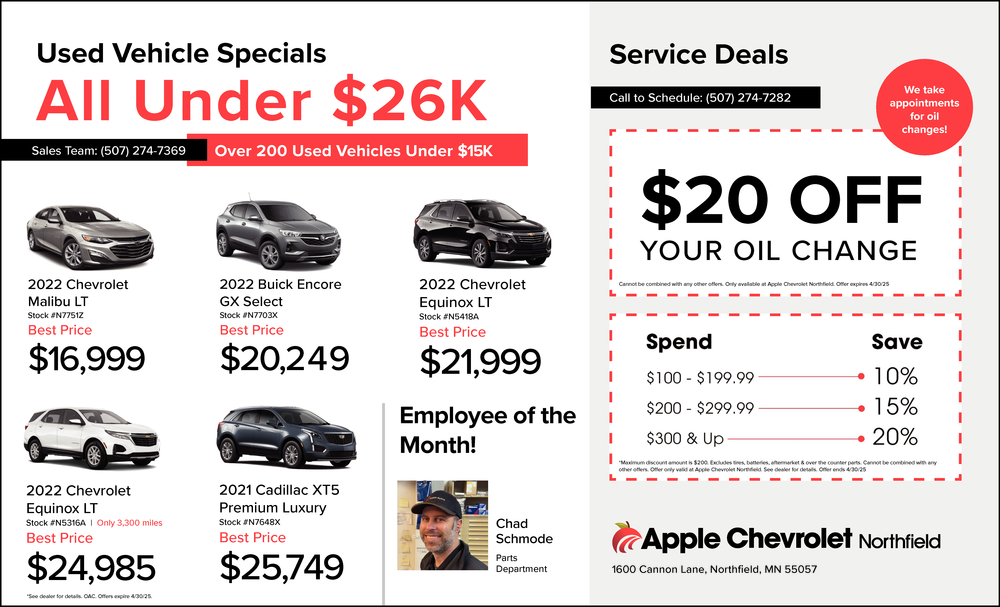Used Vehicle Specials, Apple Chevrolet Buick Northfield, Apple Valley, MN