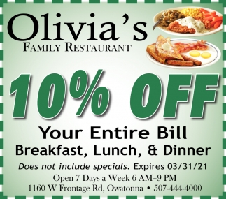 10% OFF Your Entire Bill