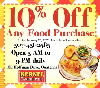 10% OFF Any Food Purchase