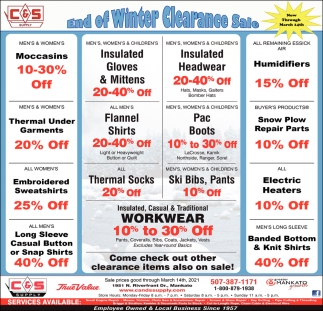 End of Winter Clearance Sale