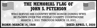 Memorial Flaf of John S. Peterson
