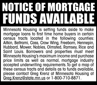 Notice of Mortgage Funds Available