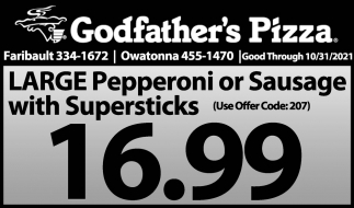 Large Pepperoni Or Sausage With Supersticks