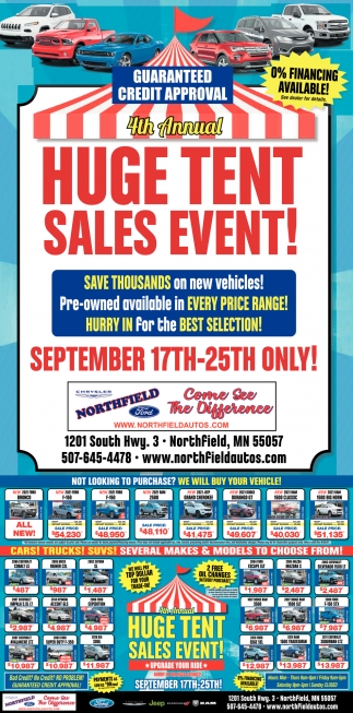 4th Annual Huge Tent Sales Event