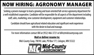 Now Hiring: Agronomy Manager