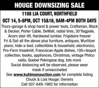 Houge Downsizing Sale