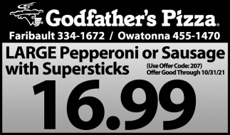 Large Pepperoni or Sausage with Supersticks