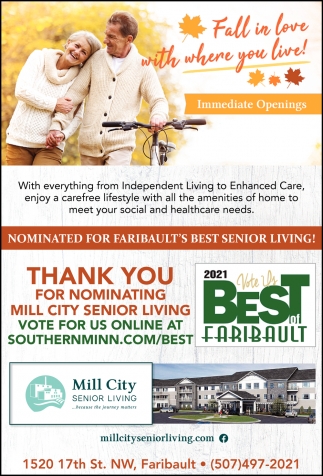 Nominated for Faribault's Best Senior Living!