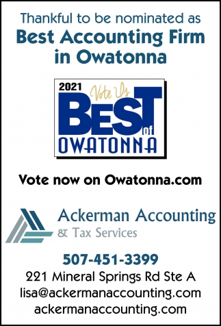 Thankful to be Nominated As Best Accounting Firm in Owatonna