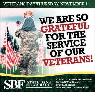 We Are So Grateful For The Service Of Our Veterans!
