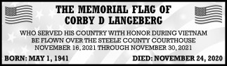 Corby D Langeberg Memorial Flag