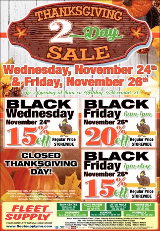 Thanksgiving 2 Day Sale