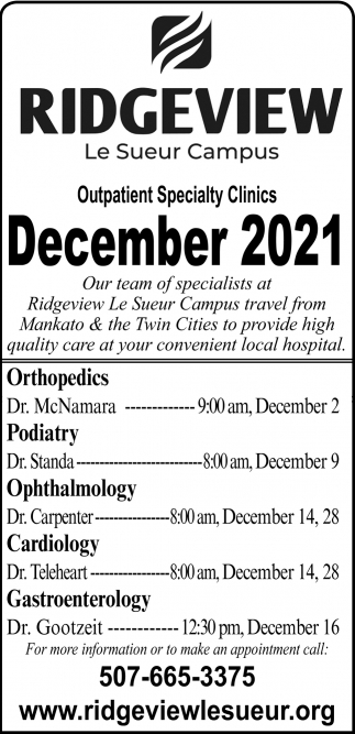 Outpatient Specialty Clinics December 2021