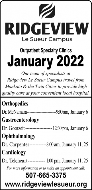 Outpatient Specialty Clinics January 2022