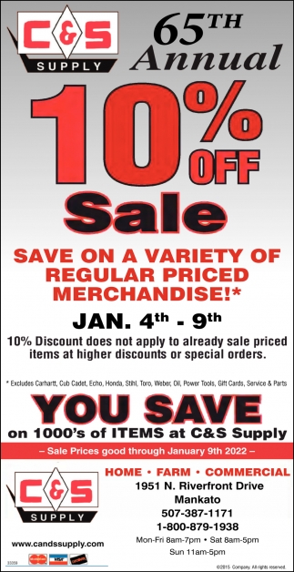 65th Annual 10% OFF Sale