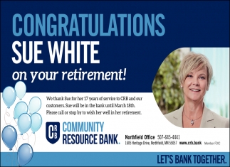 Congratulations Sue White on Your Retirement!