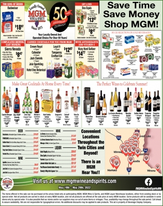 Save Time Save Money Shop MGM!