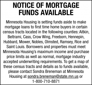Notice of Mortgage Funds Available